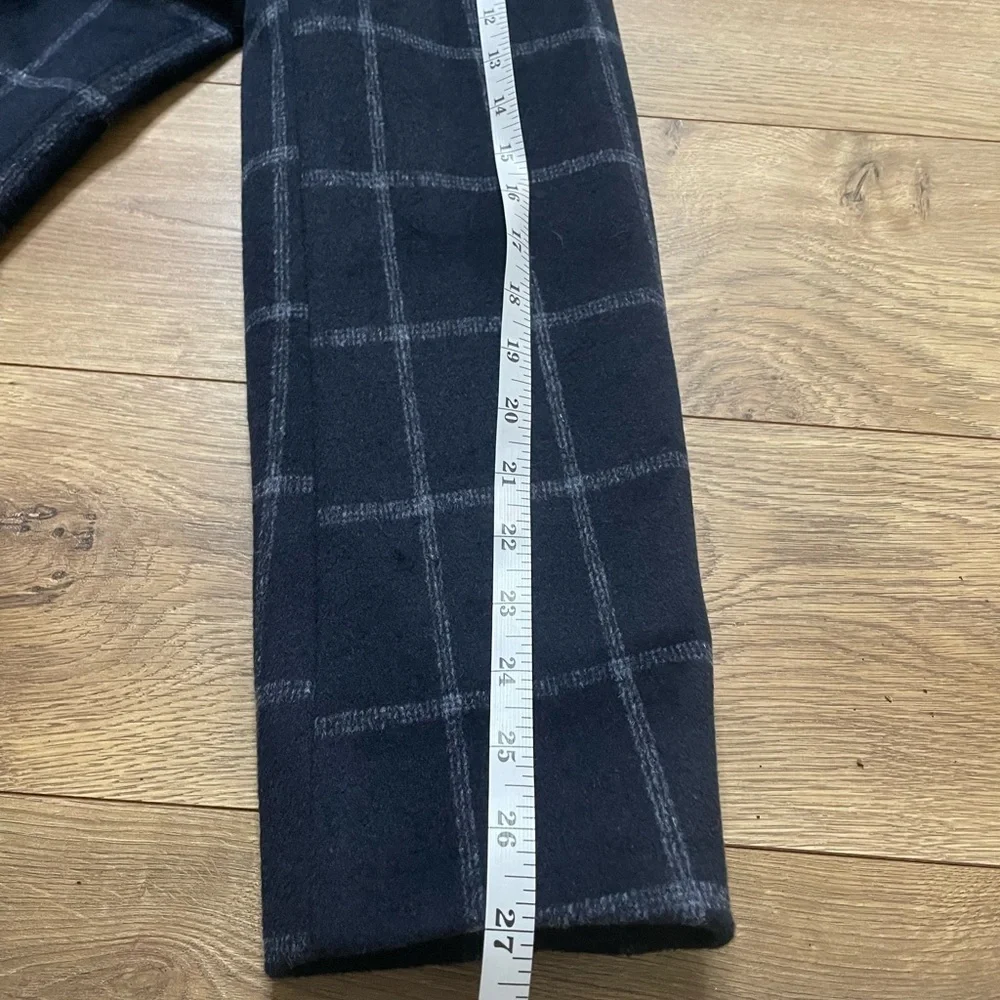 Express Men's Wool Blend Dark Blue Plaid TopCoat size Small